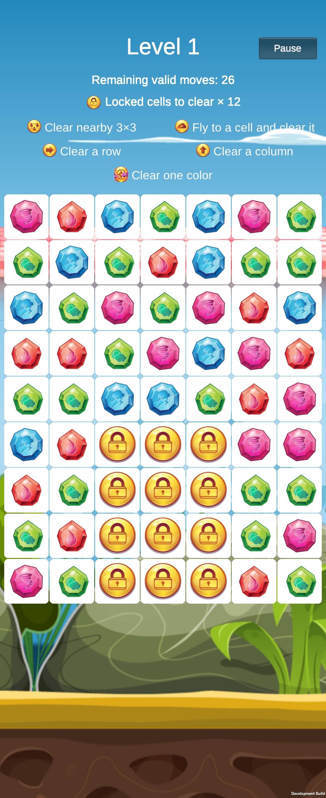 Level 1 with locked cells