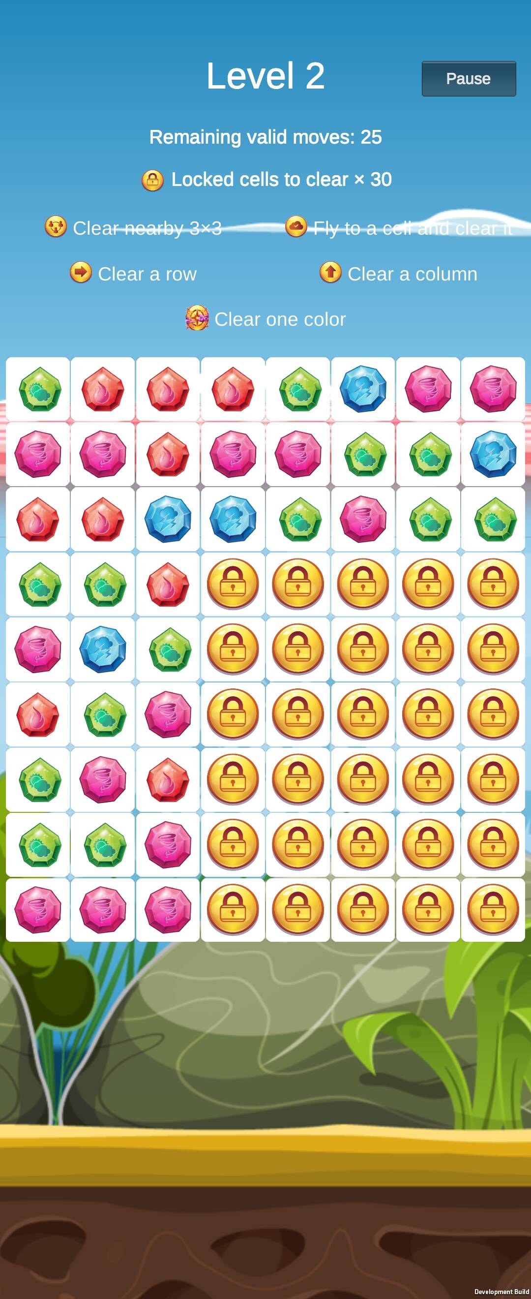 Level 2 with locked cell targets